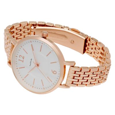 Fieldwork Women's Analog Watch with Metal Band, Slim Design, Simple Design, Easy To Read, Opus Design, Pink Gold and White, JN042-3