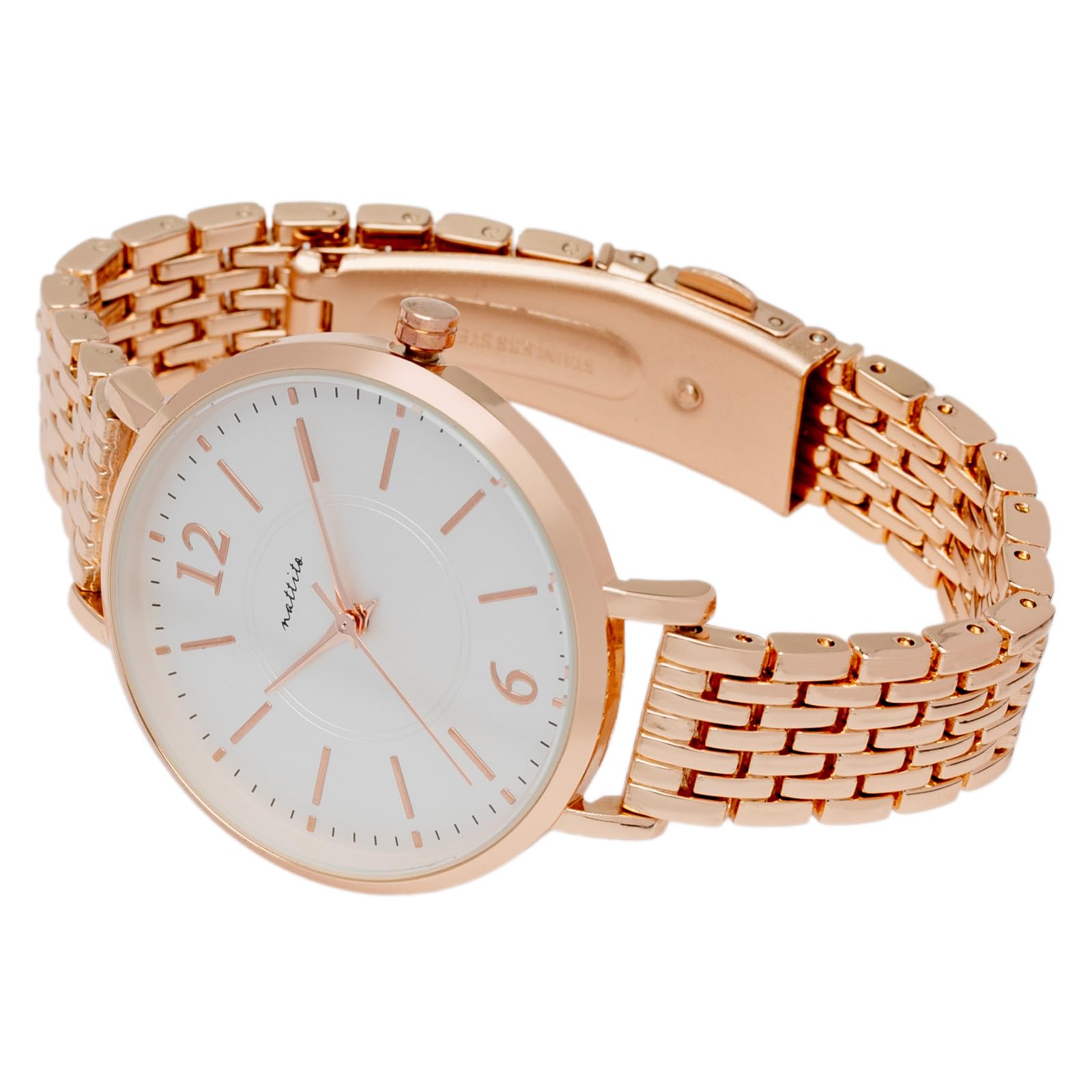 

Женские аналоговые часы Fieldwork с металлическим браслетом, тонкий дизайн, простой дизайн, легко читаемые, дизайн Opus, розовое золото и белый, JN042-3