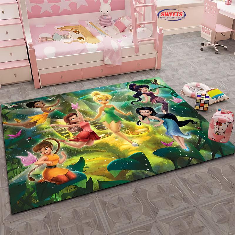 1PC Cute Princess Tinker Bell Cartoon Carpet for Bed Bedroom Sofa Picnic, Children's Room Large Decorative Mat All Seasons Rug