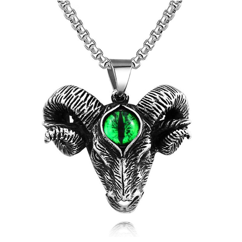 Vintage Baphomet Goat Pendant Necklace Gothic Men Stainless Steel Satanism Lucifer Necklace Fashion Animal Jewelry Accessories