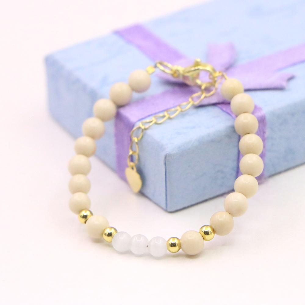 Charm Lovely Natural Stone Crystal Bracelet Baby Baptism Lobster Clasp Parts Yoga Christmas Wedding Girls Gift Jewelry Fashion