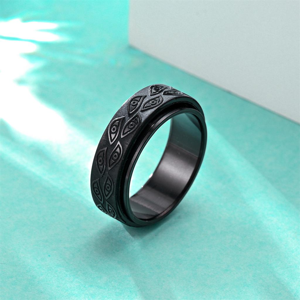 Fashionable Decompression Corrosive Devil's Eye Fashionable Trendy Rotatable Men's Ring