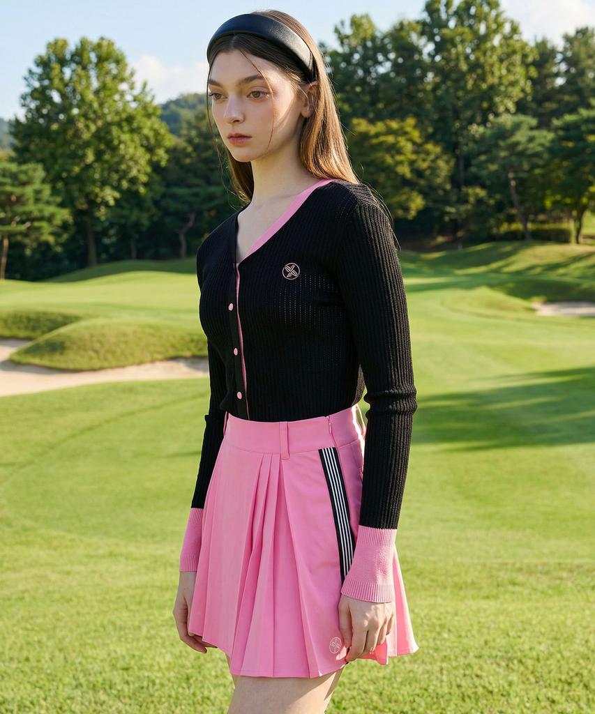 XEXYMIX Side Contrast Pleated Skirt Xfl1Rk1203