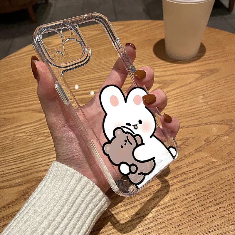 Simple and cute rabbit is suitable for iPhone17Pro mobile phone case Apple 16promax soft case 15/14 fine hole generation