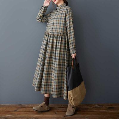 Women's Loose Retro Warm and Slimming Mid Length Dress