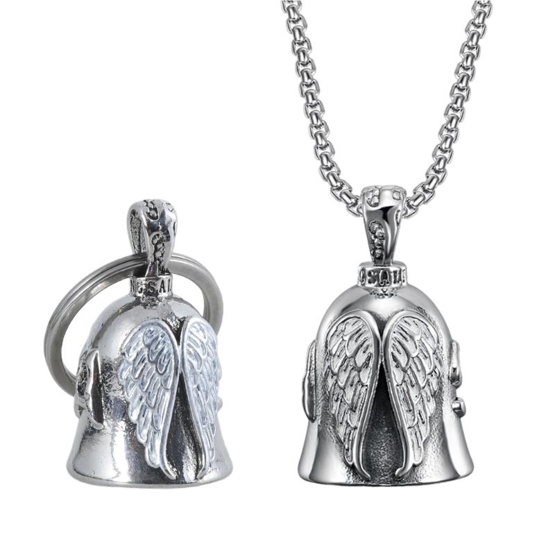Stainless Steel Motorcycle Bells Keychain Charm Fit for Riders Safety and Peace Road Blessings Motorcyclist and Cyclist