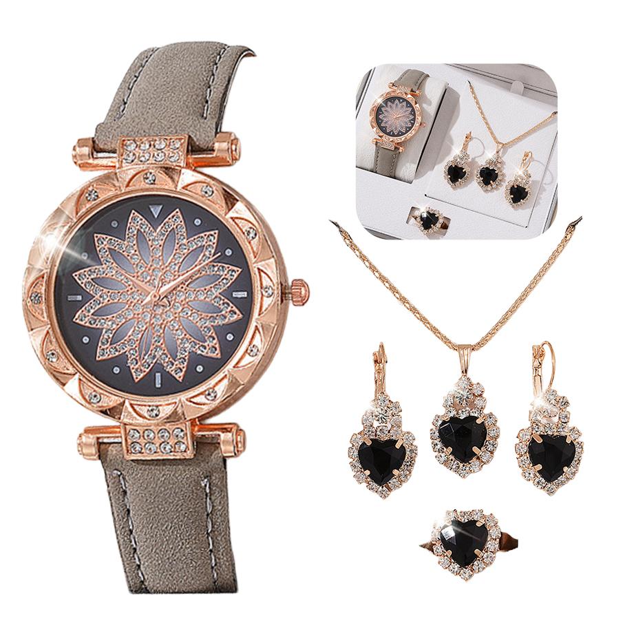 Набори Годинників Подарунки для Жінок Кристалічний Намисто Вуха Палець Годинники Набори до Жіночого Дня Подарунок на День Матері