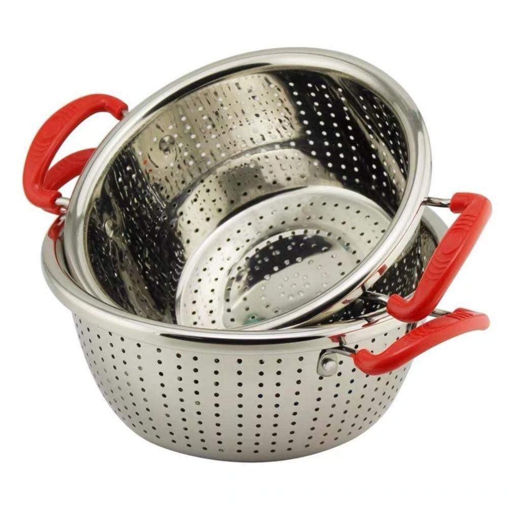 

Утолщенная корзина из нержавеющей стали для слива, многофункциональная корзина для мытья риса, корзина для мытья овощей S зелёный