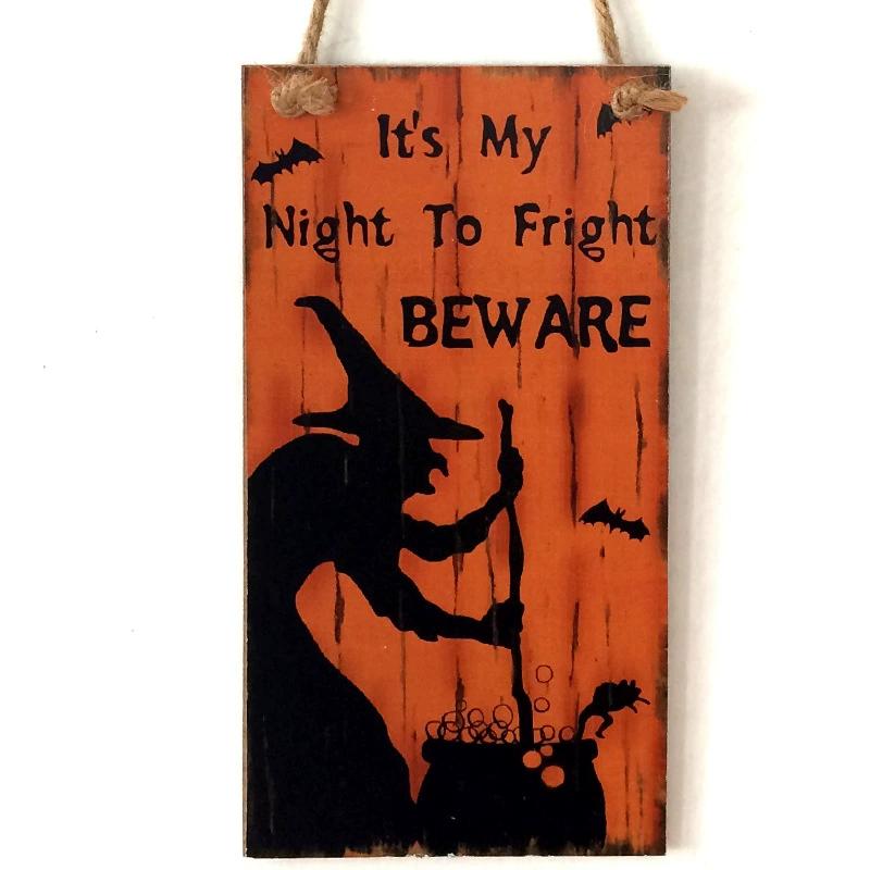 Wooden 10*20cm Halloween Hanging Board Decor Festival  Indoor and Outdoor Perfect Decoration Event Party Supplies