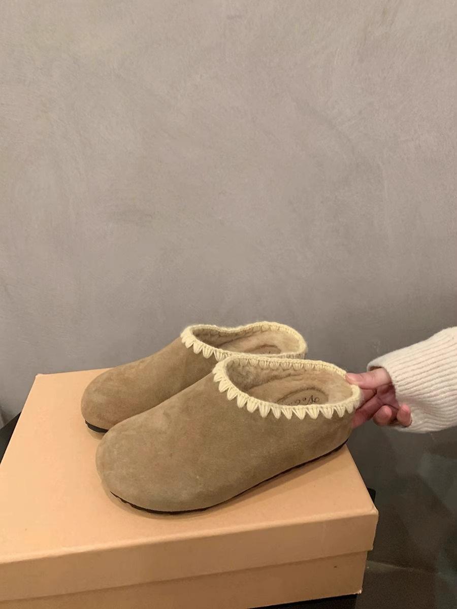 

Retro embroidered Boken shoes bag head half slippers women s outer wear 2025 autumn new thick-soled inner height-increasing Boken single shoes 40 верблюд