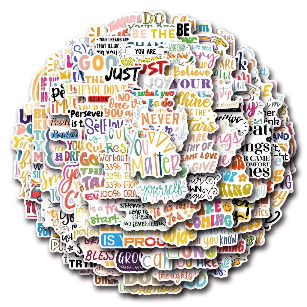100-Pack Motivational Graffiti Stickers: Inspirational English Designs for Water Bottles and Computers