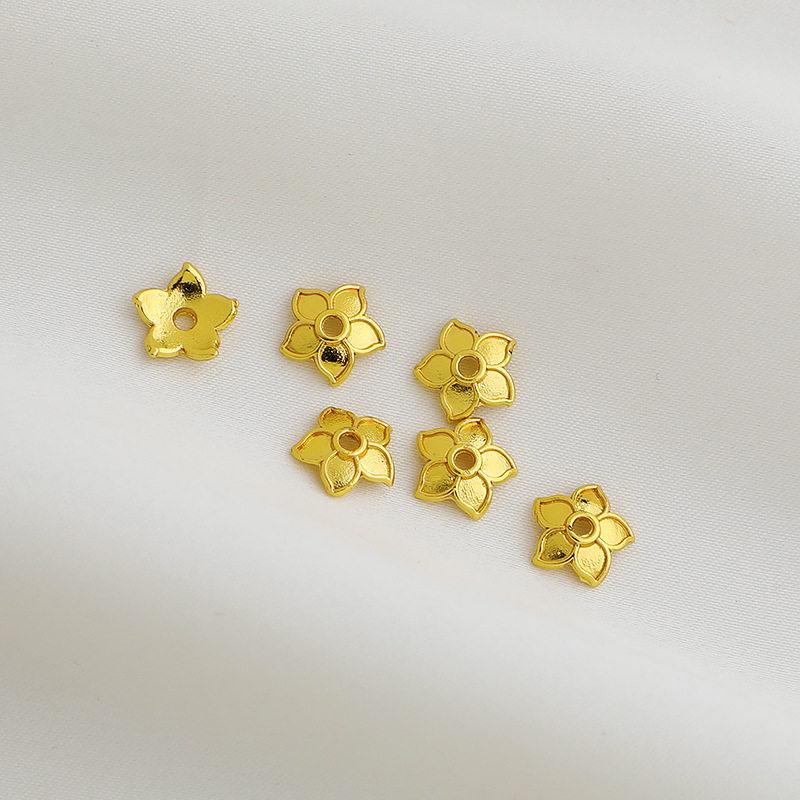 18K Gold Plated Crystal Five-Petal Flower Cap Beads for DIY Jewelry Making.