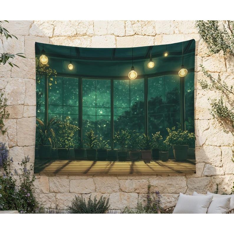 Cozy Plant Loft tapestry 75x100