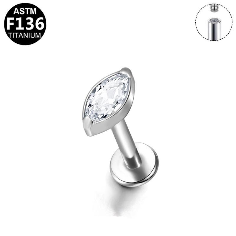 Elegant G23 Titanium Alloy Internal Thread Piercing Stud - Simple Lip & Ear Design