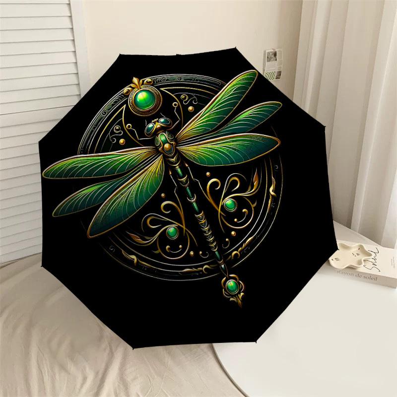 

1PC Dragonfly Artwork Automatic Open/Close Umbrella with Windproof, 8-Rib Sturdy Canopy, Durable Ribs, Fashionable Design1396A