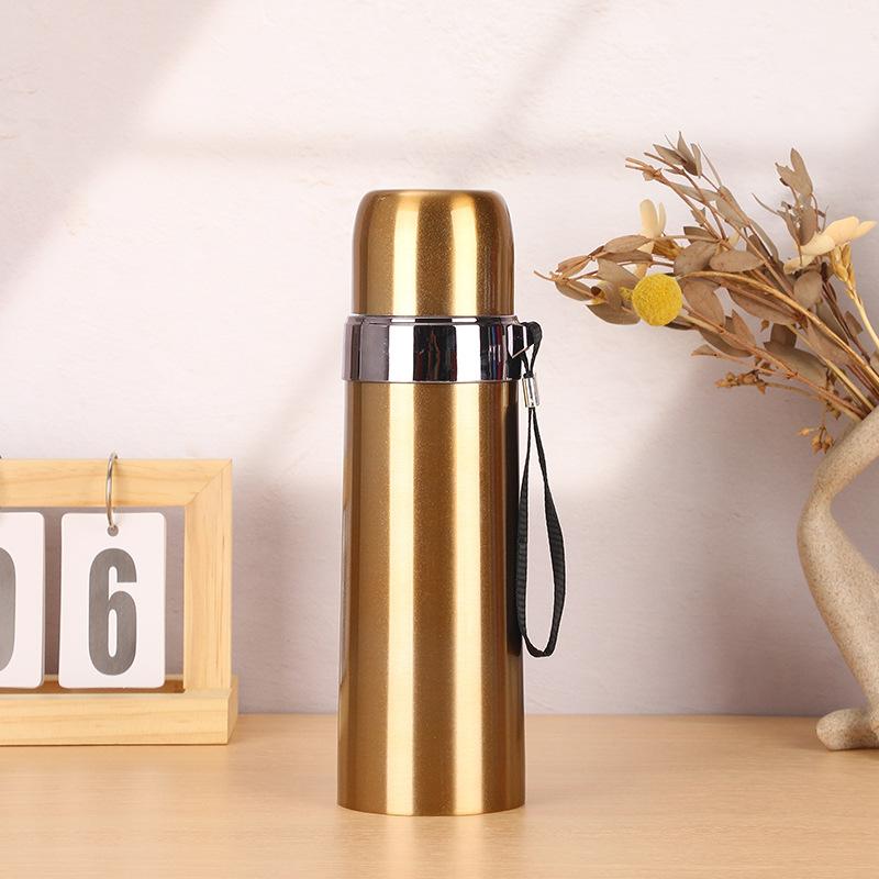 Simple Bullet Stainless Steel Lifting Rope Thermos Cup Large Capacity Vacuum Straight Cup Outdoor Portable Sports Water Cup