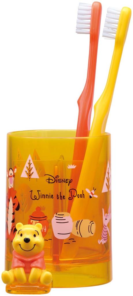 Skater Toothbrush Stand with Disney Winnie the Pooh Mascot, Mortar-Shaped, 4-Section Divider, Design, BSTS1-A