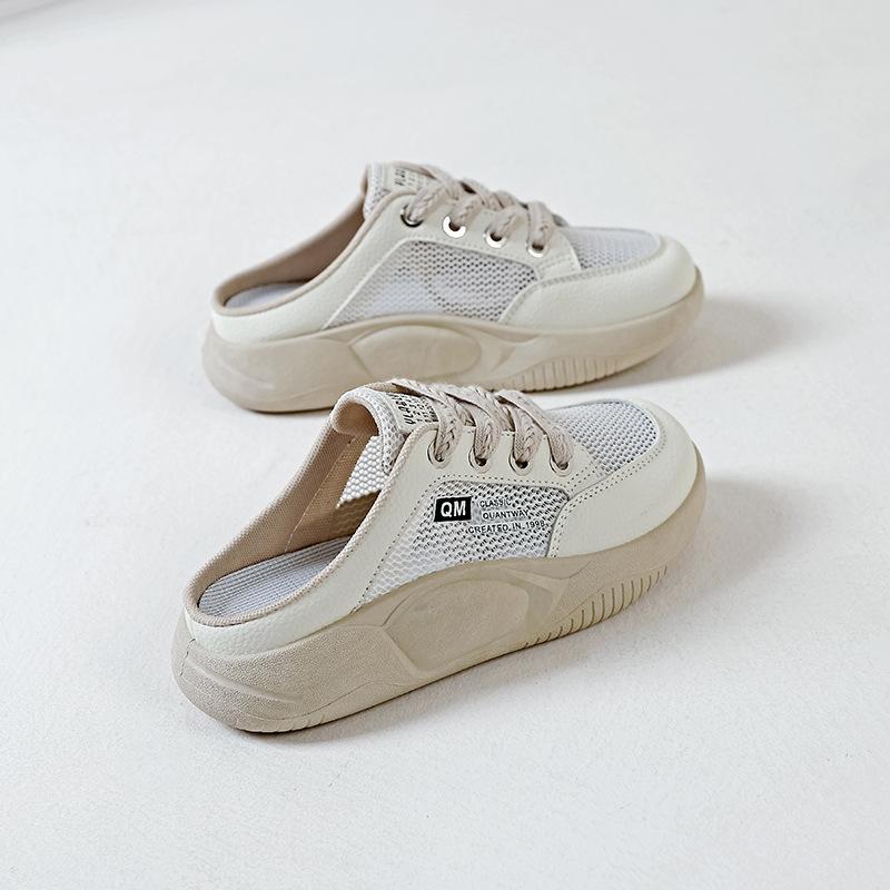 

Напіввідкриті маленькі білі туфлі для жіночого верхнього одягу літо 2024 нові на товстій підошві лінива сумка голова прохолодна підтримка повсякденне взуття 22 40 бежевий