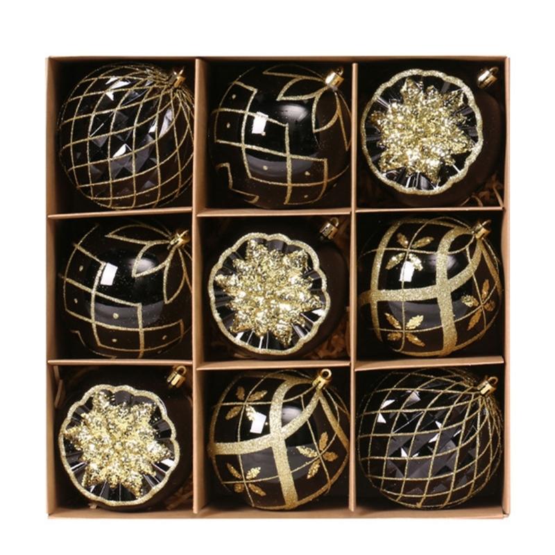 

9 шт. расписанных вручную праздничных шаров, декоративных элегантных украшений для рождественской елки, нежные расписанные безделушки, набор украшений