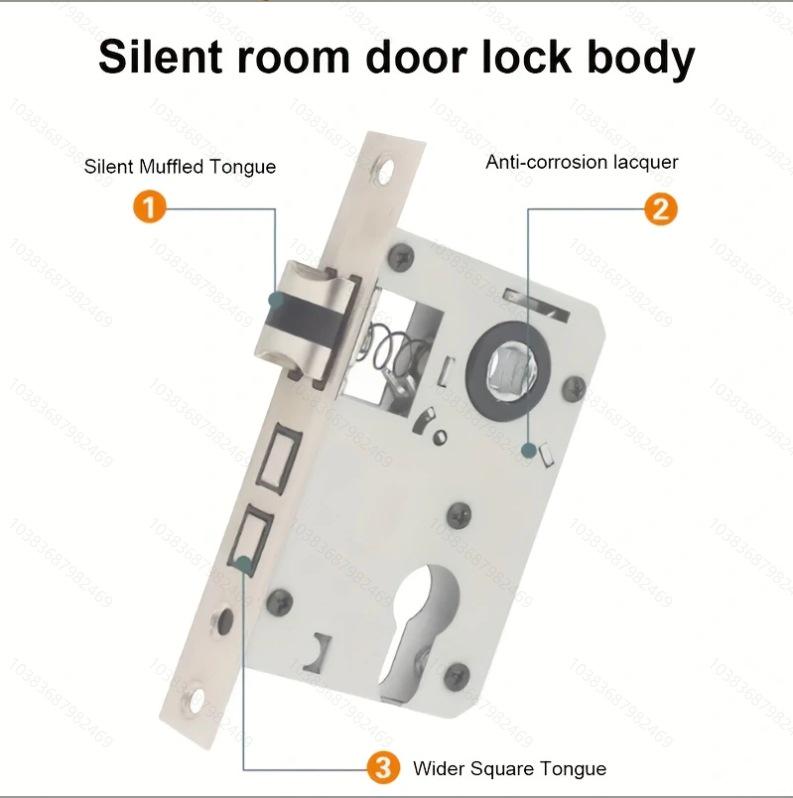 Black Magnetic Silent Interior Door Lock Handle for Bedroom