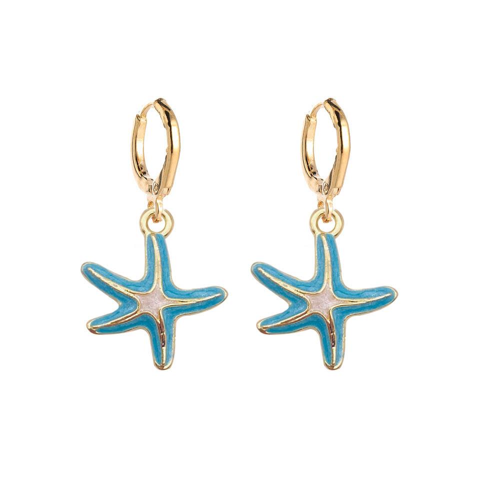 

1 Pair Ocean Series Earrings - Shell, Sea Star, Sea Shell Alloy Pendant Earrings Decorations