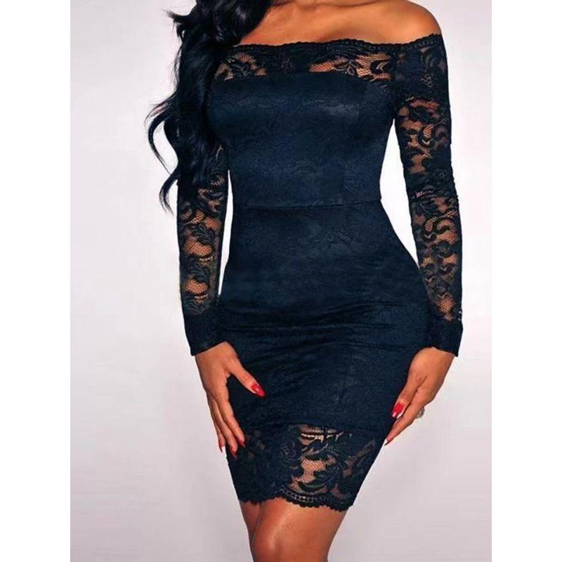 Lace Hollowed Out One Shoulder Dress Lace Hollow Out Off Shoulder Dress