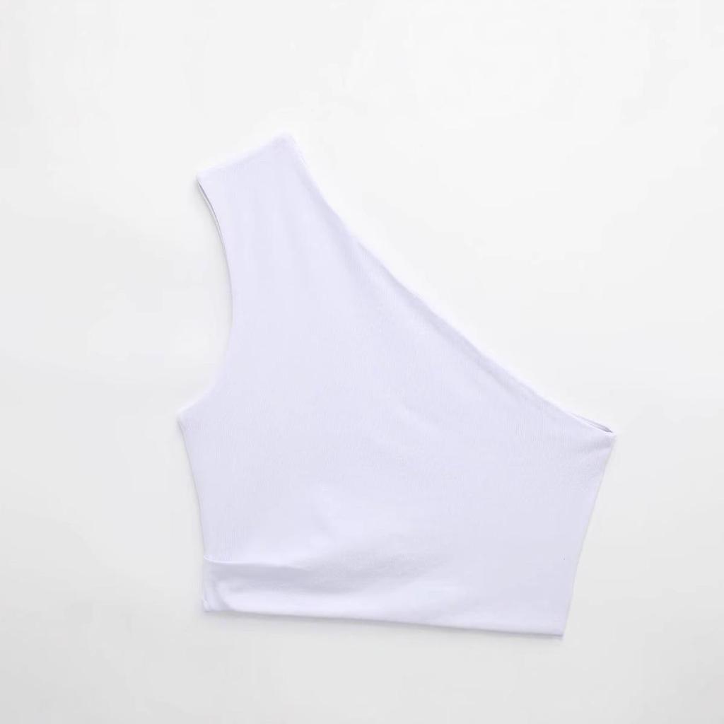 Spring 2025 Women's European & American Asymmetrical Off-Shoulder Blended Top