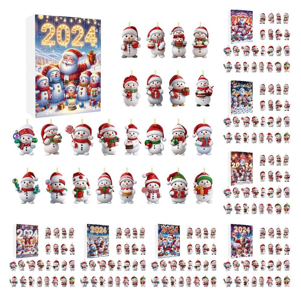 Christmas Calendar Advent Blind Box Toy Cute Snowman Decorative Pendant Acrylic