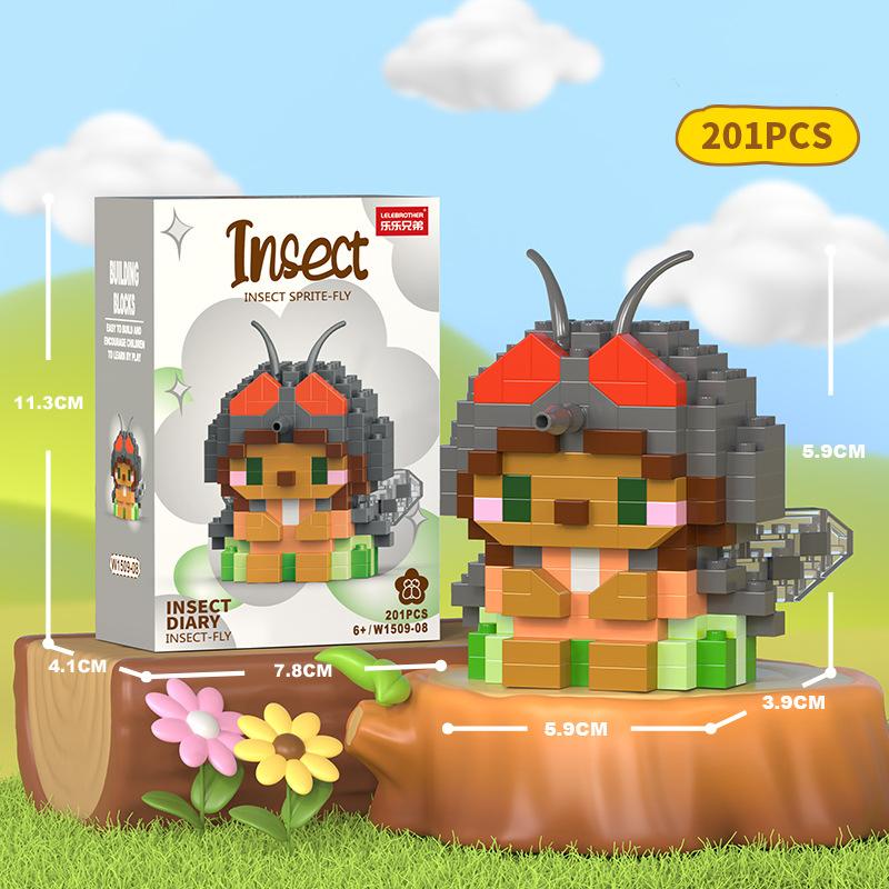 Kreative Insekten-Bausteine Kinderpuzzle Zusammengebautes Mikropartikel Kleintier-Modell Puzzle Biene Schmetterling Geschenk