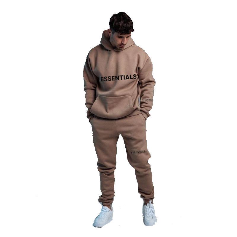 2025 New ESS Double-line Trendy Brand ESENTIALS Chest Cuff LOGO Hot Stamping Men's and Women's Sweater Set