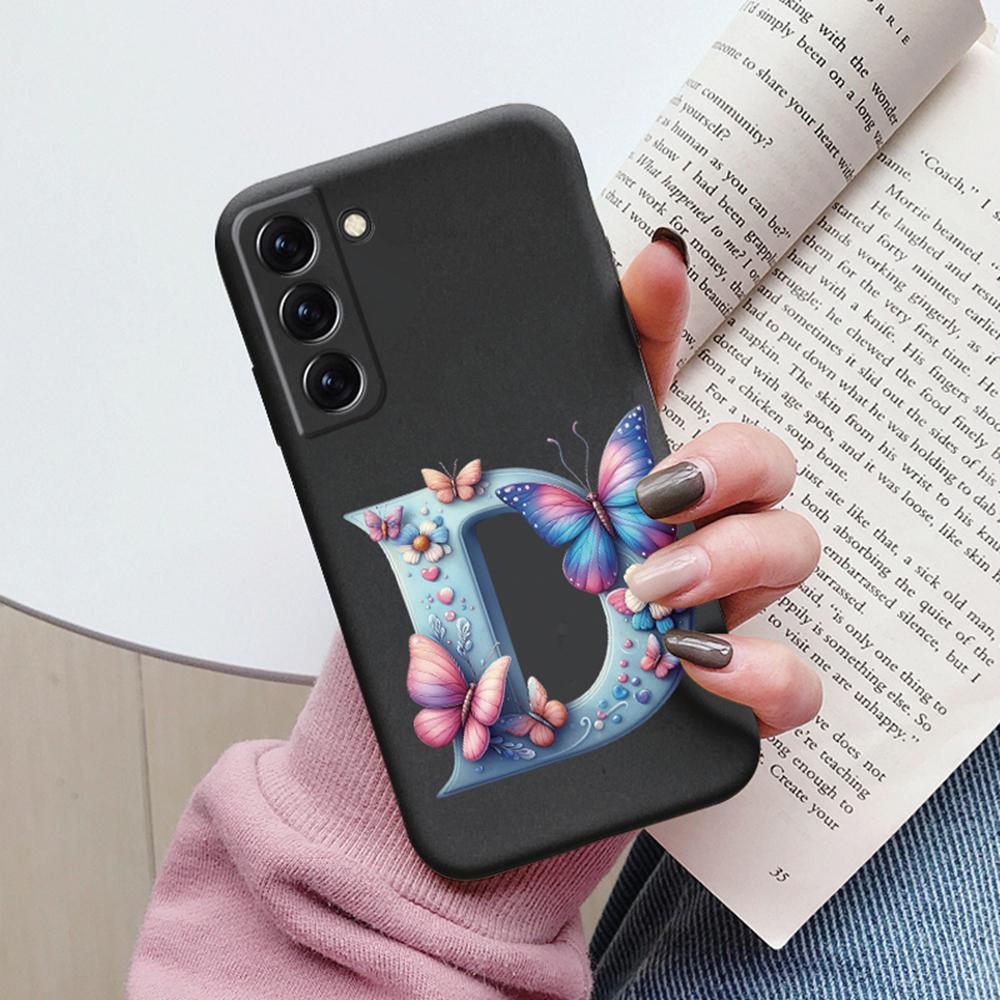Phone Case Women For Samsung Galaxy S21 FE S22 Plus Girls Bumper Cover Colorful Letter Flower Butterfly Love samsang s22 Ultra