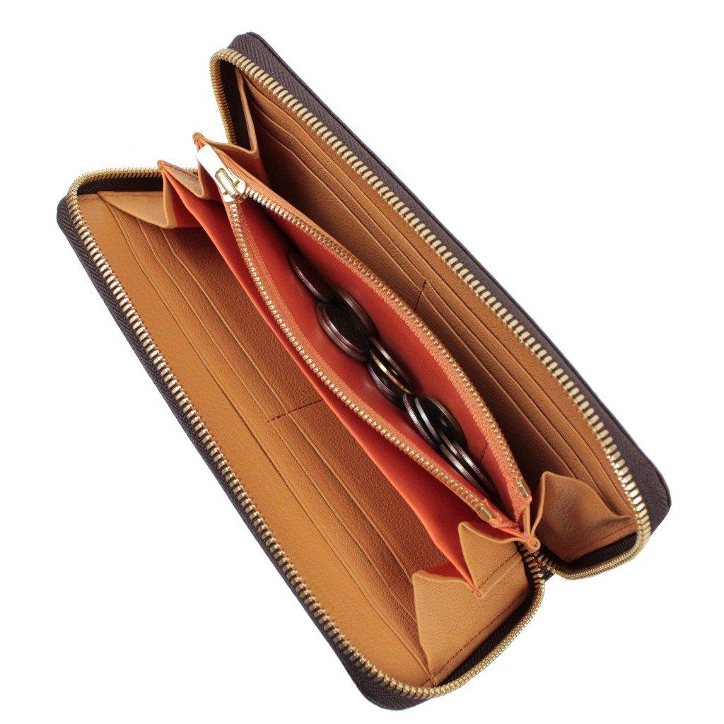 Porter PORTER Double Round Zipper Long Wallet 129-03735 (Black X Orange)