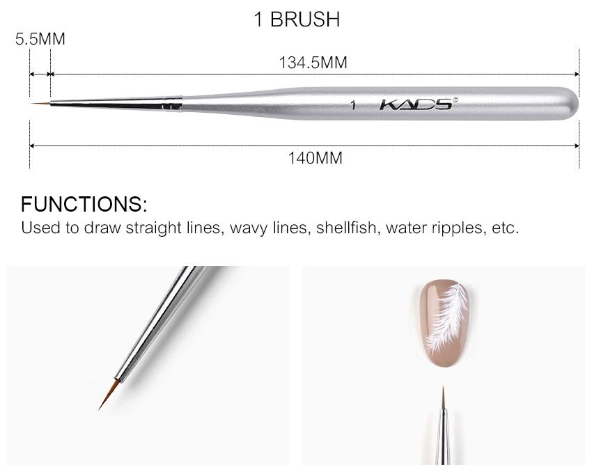 kads 15Pcs Nail Art Liner Brush Set French Lines Stripe Flower Painting Pen Drawing Brush Manicure Tools Silver Color Handle