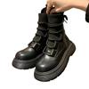New Fashionable and Versatile Elastic Knitted Short Boots for Women, Thick Soled and Height Increasing Lace Up Short Boots