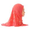 1Pc Headscarf with Flower Girls Hijab Scarf Beautiful Ice Silk Kids Solid Color Children Headwear Muslim