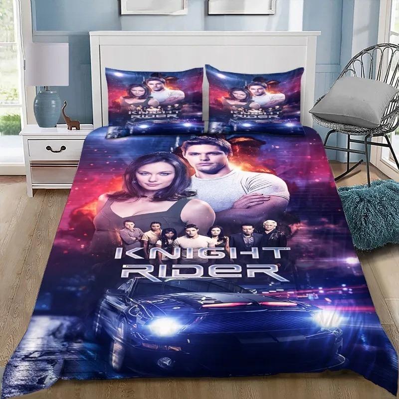 Knight Rider David Hasselh Impression Housse de couette Taie d'oreiller Ensemble de literie Style Maison Ensemble 2/3 Pièces Simple/Double/Queen Grande Taille Cadeau 140x200cm (2pcs)