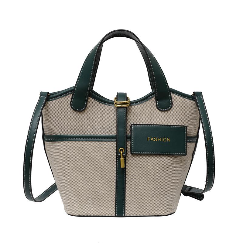 Niche Design Retro Canvas Hand-held Bucket Bag for Women's Spring and Summer New Items Ins Fashion Vegetable Basket Crossbody Bag