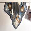 71Cm Travel Thousand Bird Grid Headscarf 71 Square Scarf Silk Scarf X Temperament Scarf Picture Color Matching Simulation Silk Women's Shawl Scarf