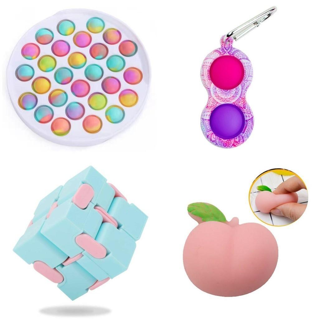 Farbenfrohes Fidget-Spielzeug-Set mit Infinity-Würfel und Simple Dimple Stressabbau-Werkzeugen