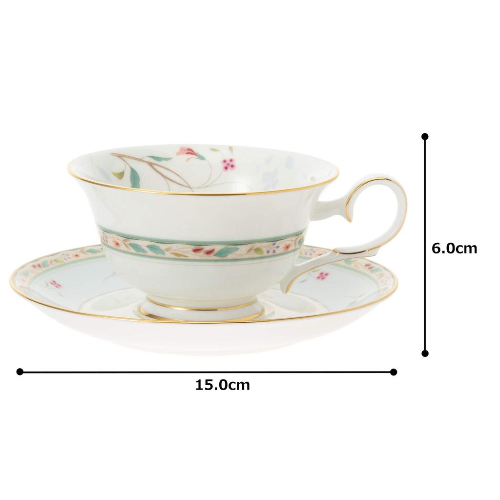 Noritake Cup & Saucer (for both coffee and tea), 215cc, Floral Print, Blue Bone China, T50717A/4409-6