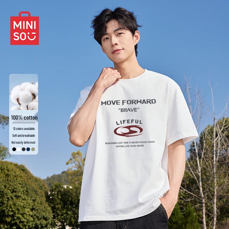 MINISO Unisex Letter Print Short Sleeve T-Shirt 4XL