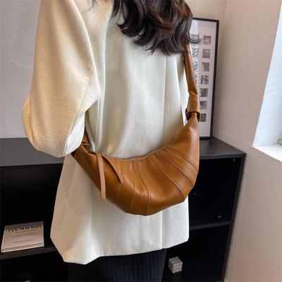 2024 Autumn Trendy Textured Croissant Crossbody Bag - Women's Stylish Dumpling Design