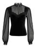 Elegant Spliced Mesh Bell Sleeve Lace-up Waist Top - Spring/Autumn 2026 Collection