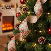 Christmas Floral Arrangements 1 Roll Burlap Ribbon, Faux Linen Wired Ribbon with Snowman DIY Garland Making Supplies Truck Print, Gift Wrapping