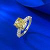 Schmuckinlay 9 * 10 Fester Quadratischer Gelber Diamantring Hoher Kohlenstoffdiamant Eisblumen Schliff Wind