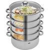 Steamer Pot 5 Tier Stainless Steel Steamer Pan Dumpling Steamer Large Steamer Cooking Pot with Vented Glass Lid for All Stoves