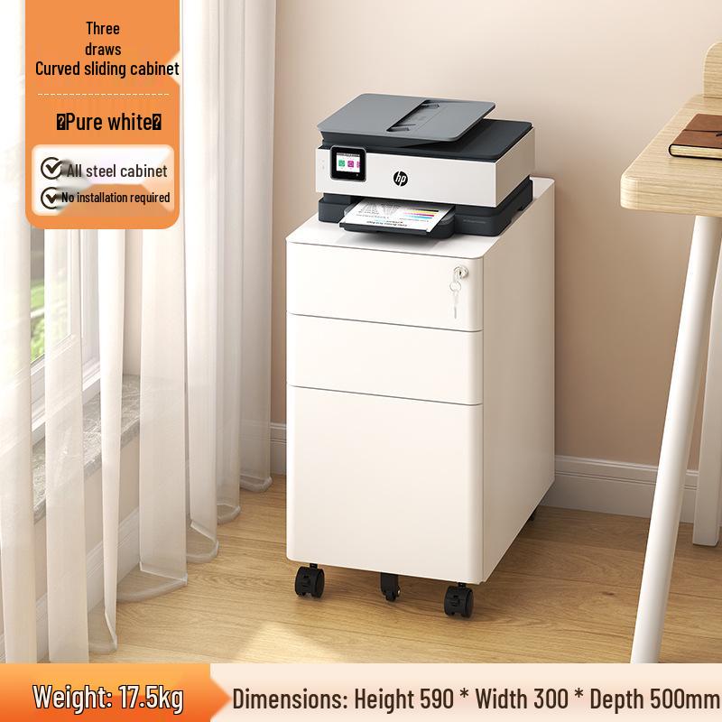 Under-Desk Mobile Metal Filing Cabinet with Locking Drawer and Office Storage