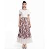 Women Fashion Knitting Sweater Patchwork Chiffon Dress Summer Short Sleeve Casual Floral Print Pleated Vacation Holiday Midi Sundress