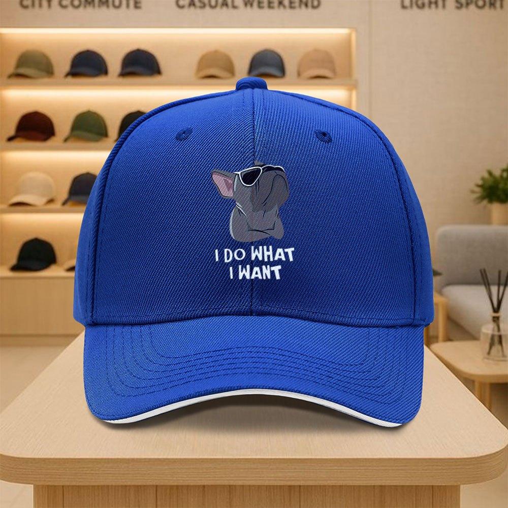 Funny French Bulldog I Do What I Want Baseball Cap Unisex Polyester Casual Adjustable Sports Hat