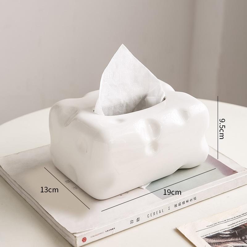 Modern Luxury Cheese Ceramic Tissue Box Decoration Home Living Room Tea Table Dining Table Advanced Paper Drawing Storage Box